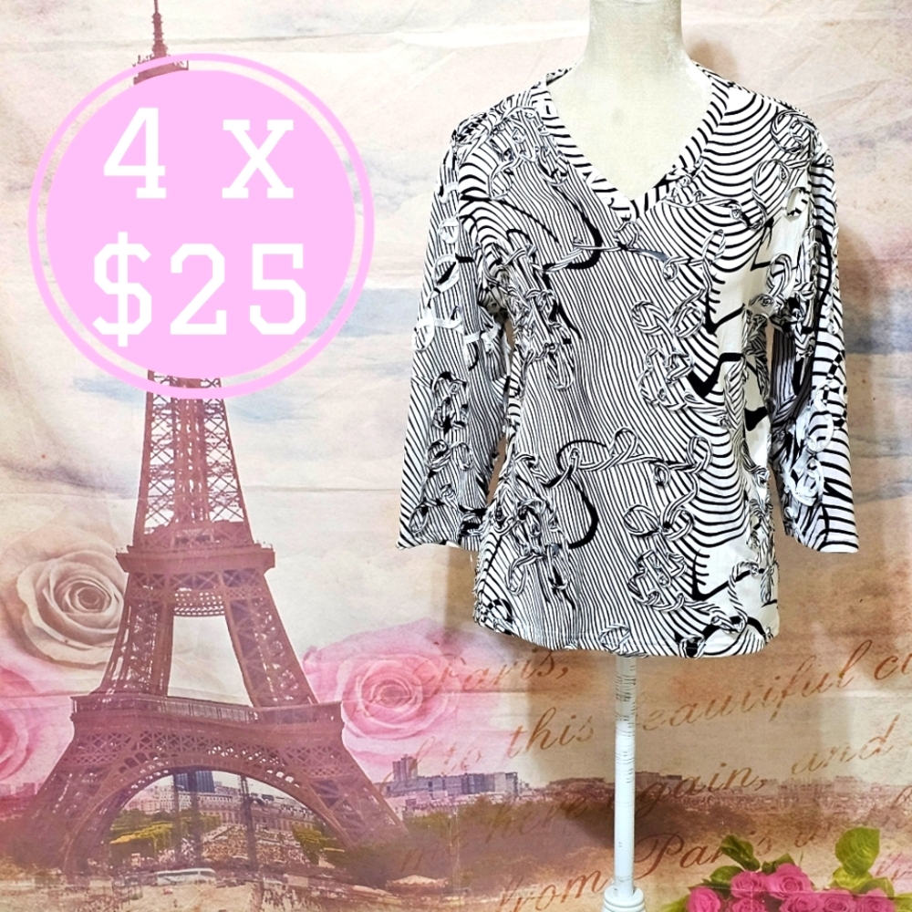 Lighthouse Point Black and White Women's Top Sz S